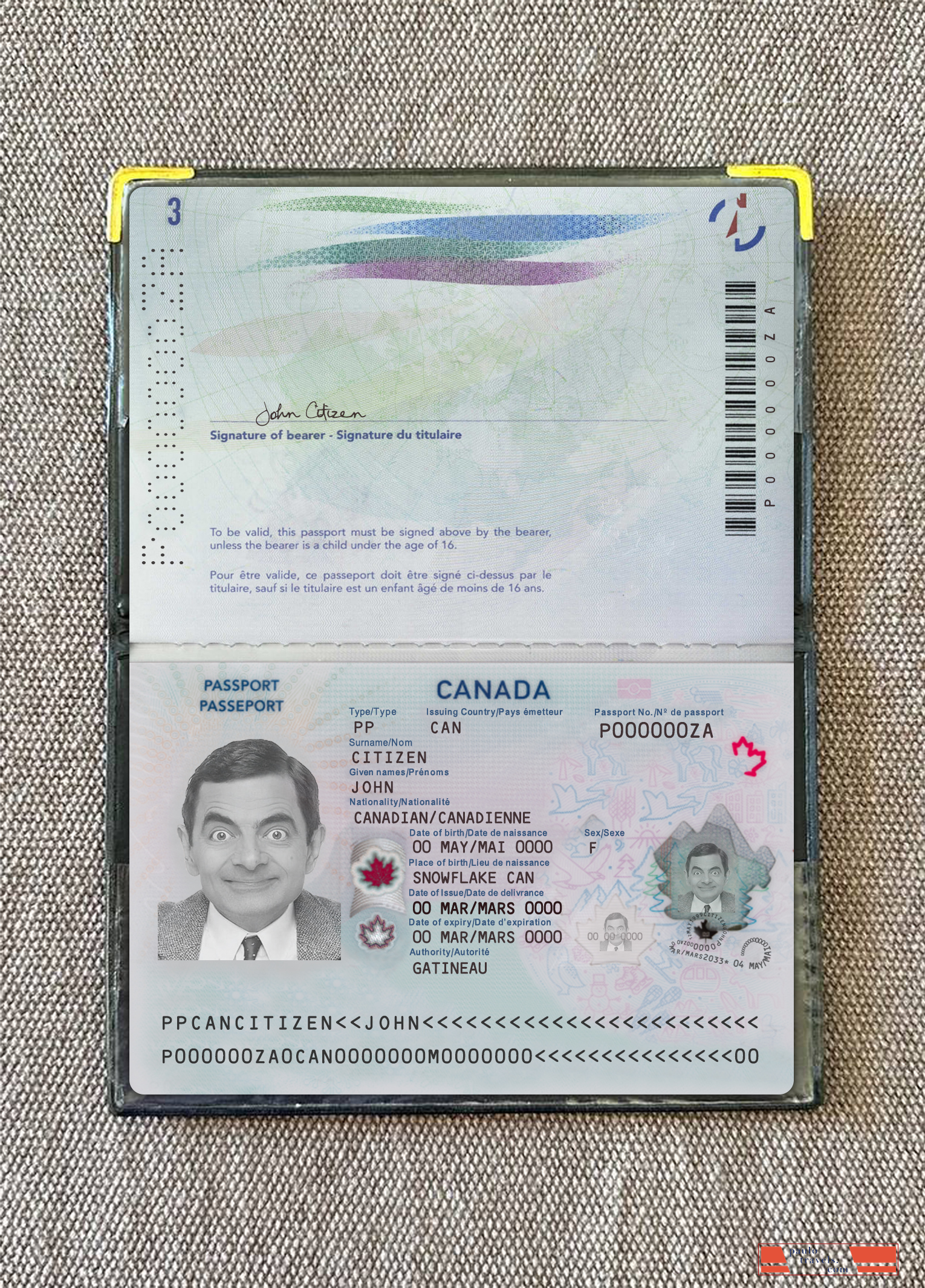 Canada passport 2023 present version 2 photolook PSD template